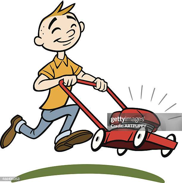 lawn mower guy - mower stock illustrations