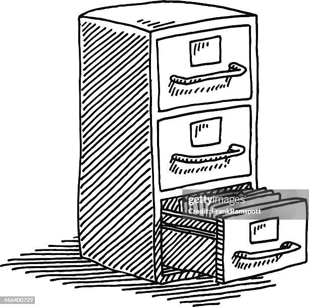 filing cabinet drawing - storage unit open stock illustrations