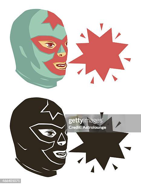 stockillustraties, clipart, cartoons en iconen met wrestler heads - mexican cartoon characters