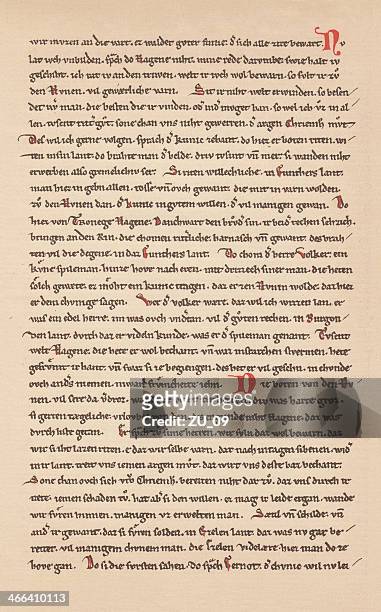 nibelungenlied (13th century), facsimile, published 1879 - papier stock illustrations