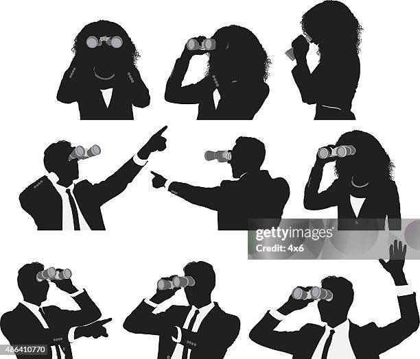 businesspeople using binocular - looking through an object stock illustrations