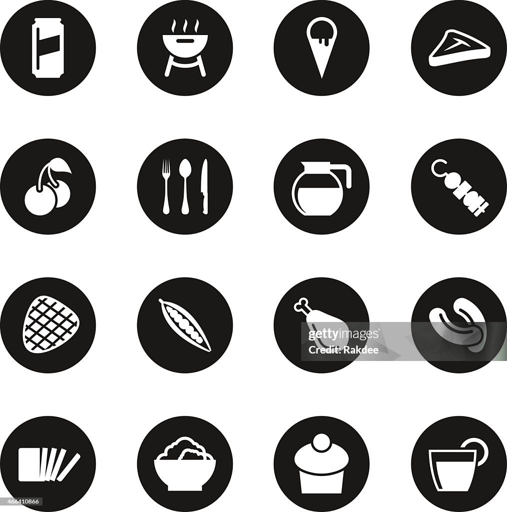 Eating Icons Set 3 - Black Circle Series