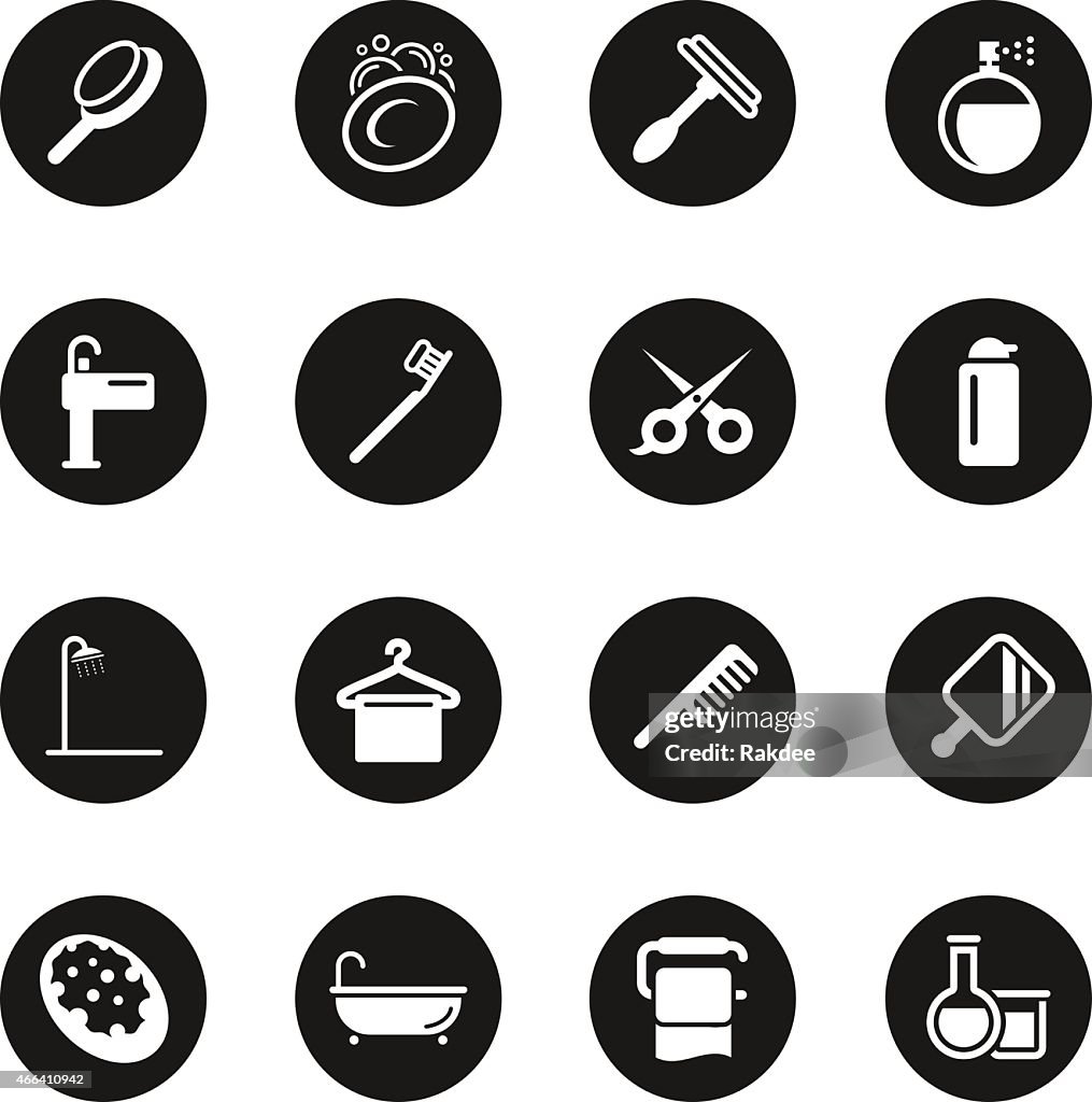 Personal Care Icons - Black Circle Series