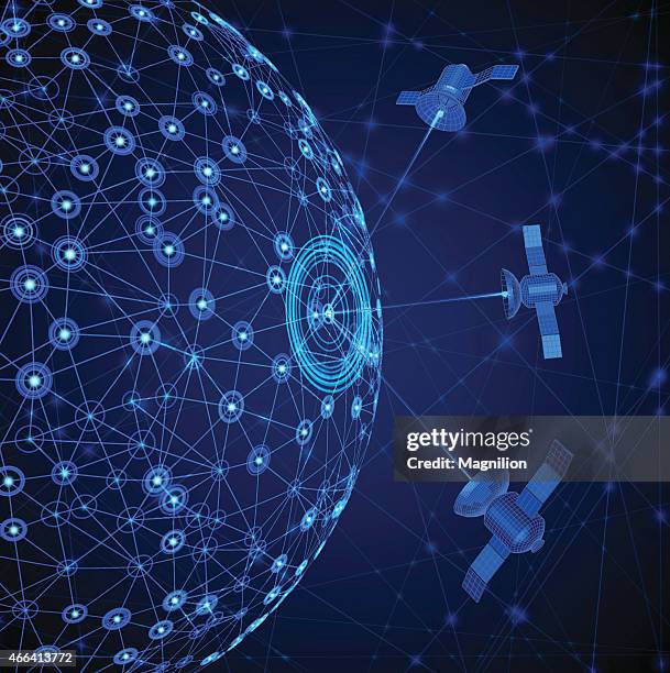 global communication - satellite image stock illustrations