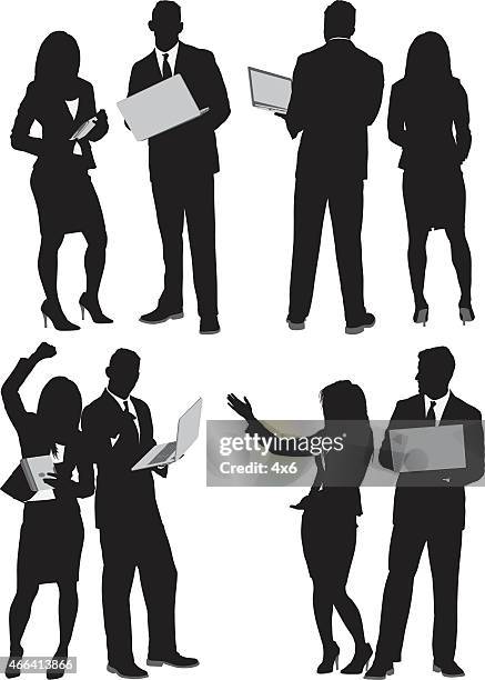 business people using technology - couple tablet stock illustrations