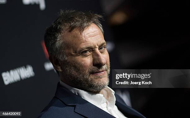 Actor Michael Nyqvist poses during a photo call for the Sky Series Night '100 Code' on March 15, 2015 in Munich, Germany.