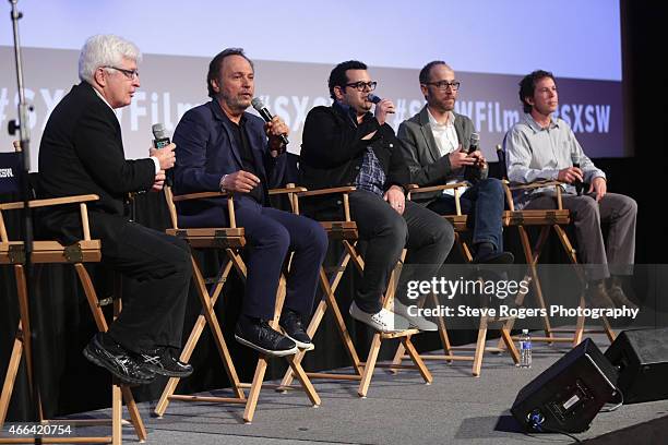 Bill Carter, Billy Crystal, Josh Gad, Ben Wexler, and Matt Nix speak onstage at the premiere of "The Comedians" during the 2015 SXSW Music, Film +...