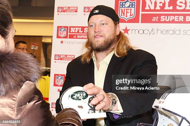 Nick Mangold visits Macy's Herald Square on February 1, 2014 in New York City.