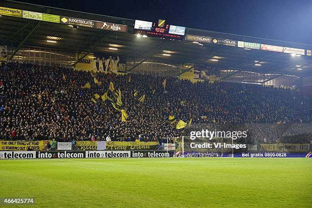 Fans of NAC Breda B-side during the Dutch Eredivisie match between NAC Breda and Go Ahead Eagles at the Rat Verlegh stadium on march 14, 2015 in...