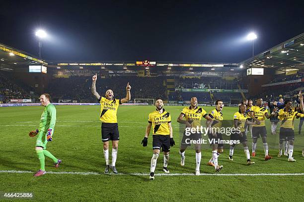 Goalkeeper Jelle ten Rouwelaar of NAC Breda, Demy de Zeeuw of NAC Breda, Adnane Tighadouini of NAC Breda, Felitciano Zschusschen of NAC Breda, Dirk...