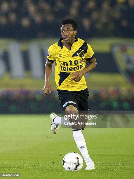 Divine Naah of NAC Breda during the Dutch Eredivisie match between NAC Breda and Go Ahead Eagles at the Rat Verlegh stadium on march 14, 2015 in...