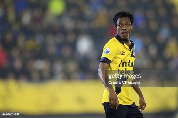 Divine Naah of NAC Breda during the Dutch Eredivisie match between NAC Breda and Go Ahead Eagles at the Rat Verlegh stadium on march 14, 2015 in...