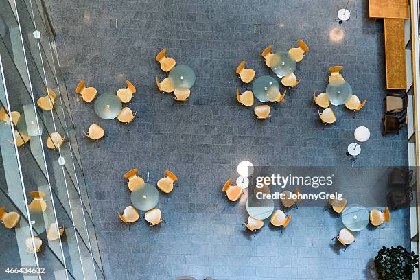 overhead view of modern office meeting area - johnny stark stock pictures, royalty-free photos & images
