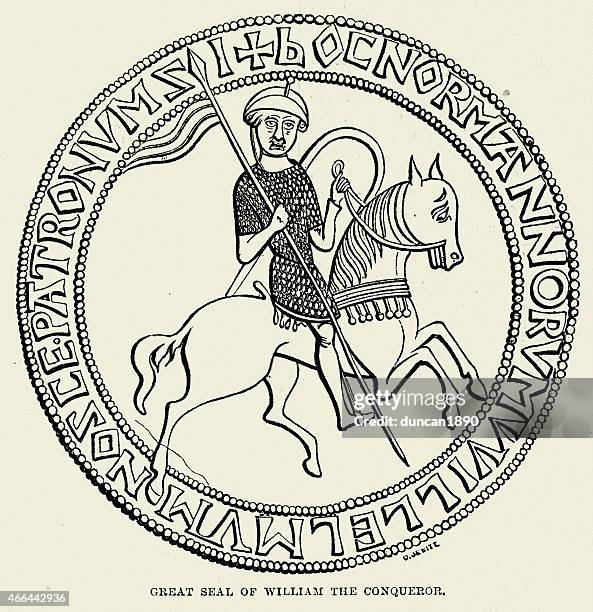 großes siegel der vereinigten staaten des king william the conqueror - traditionelle rüstung stock-grafiken, -clipart, -cartoons und -symbole