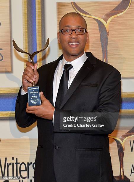 Writer Vincent Brown, winner of the "Outstanding Script Children's - Episodic & Specials" award for "A.N.T. Farm: InfluANTces poses in the press room...