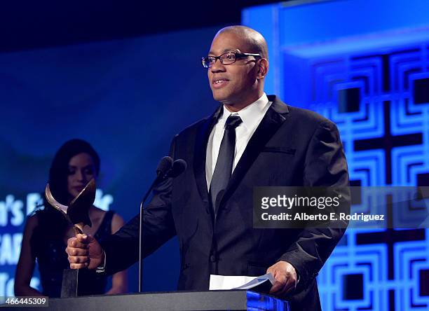 Writer Vincent Brown accepts the award for "Outstanding Script Children's - Episodic & Specials" for "A.N.T. Farm: InfluANTces the 2014 Writers Guild...
