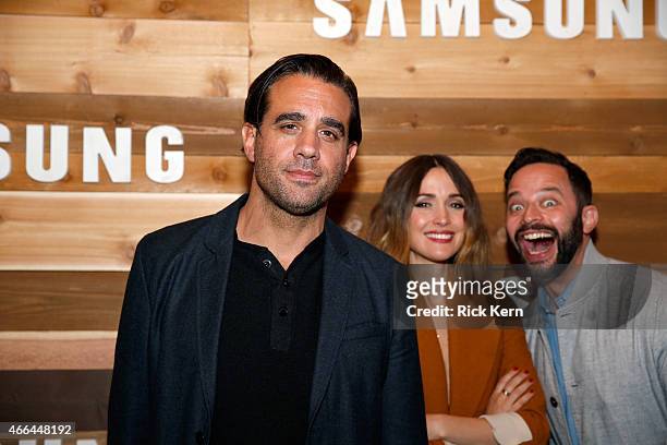 Actors Bobby Cannavale, Rose Byrne, and Nick Kroll attend an intimate cocktail party for cast of RADiUS' "Adult Beginners," hosted by Samsung and...