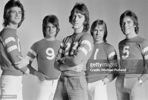 Scottish pop group The Bay City Rollers, March 1974. Left to right: Les McKeown, Eric Faulkner, Stuart 'Woody' Wood, Derek Longmuir and Alan Longmuir.