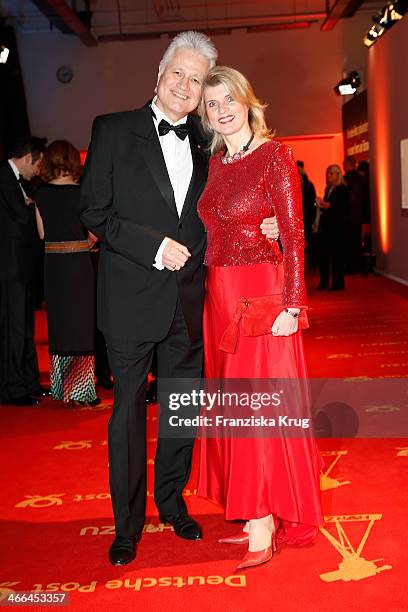 Guido Knopp and Gabriella Knopp attend the Goldene Kamera 2014 at Tempelhof Airport on February 01, 2014 in Berlin, Germany.