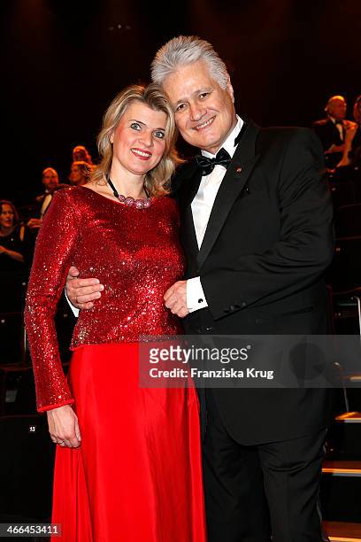 Guido Knopp and Gabriella Knopp attend the Goldene Kamera 2014 at Tempelhof Airport on February 01, 2014 in Berlin, Germany.