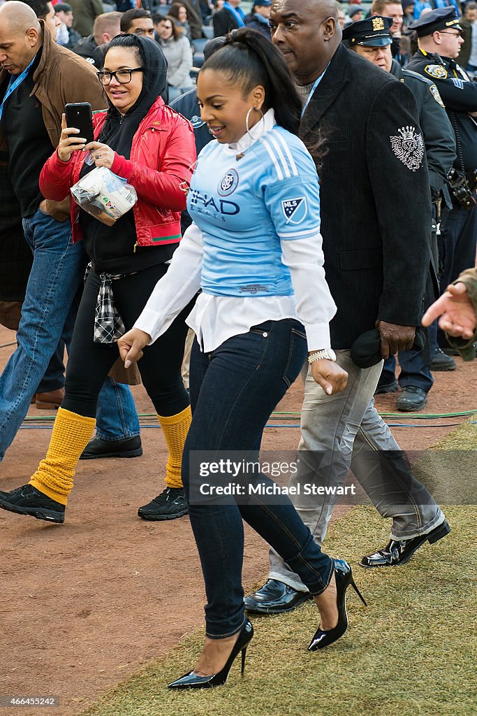 Celebrities Attend The New England Revolution Vs The New York City Football Club Match - March 15, 2015