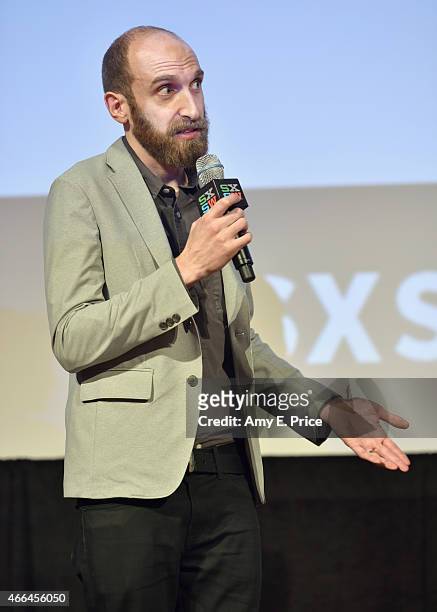 Writer Andy Greenberg speaks onstage at the premiere of "Deep Web" during the 2015 SXSW Music, Film + Interactive Festival at the Austin Convention...