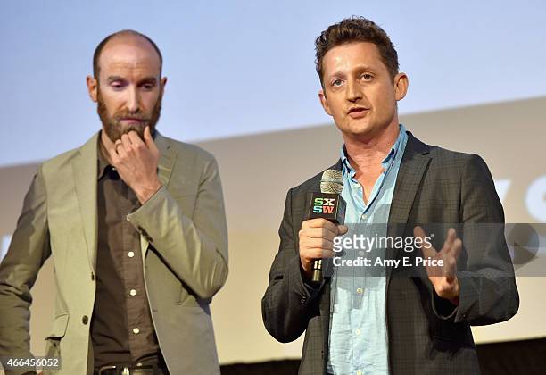Writer Andy Greenberg and director and actor Alex Winter speak onstage at the premiere of "Deep Web" during the 2015 SXSW Music, Film + Interactive...
