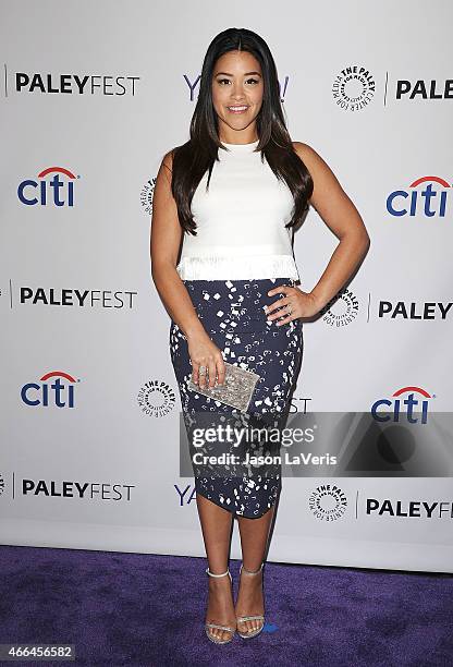 Actress Gina Rodriguez attends the "Jane The Virgin" event at the 32nd annual PaleyFest at Dolby Theatre on March 15, 2015 in Hollywood, California.