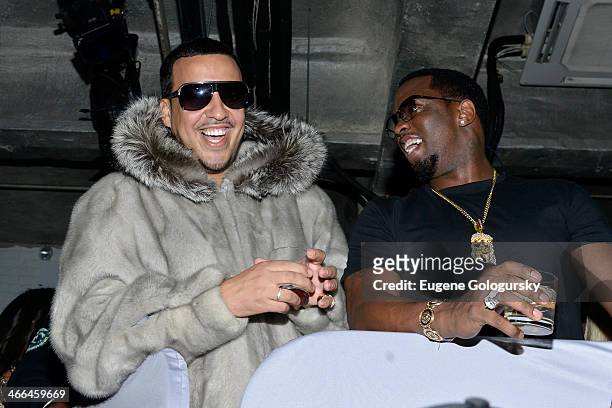 Rapper French Montana and P.Diddy attend Time Warner Cable Studios and Revolt Bring the Music Revolution event on February 1, 2014 in New York City.
