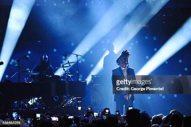 The Weeknd performs at the 2015 JUNO Awards at FirstOntario Centre on March 15, 2015 in Hamilton, Canada.