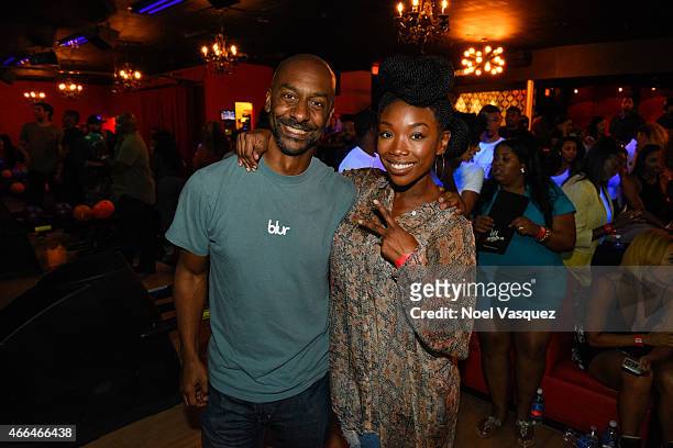 President of Programming for BET Stephen G. Hill and Brandy Norwood attend the 3rd annual Girls With Gifts Charity Bowling Tournament sponsored by...