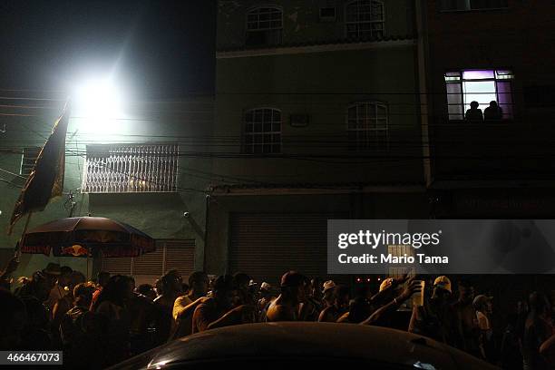 Revelers march in the first street parade of the 2014 Carnival season through the historic Afro-Brazilian port district during the Circuito da Liga...