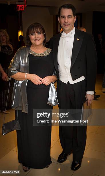 Wisconsin Gov. Scott Walker and his wife Tonette arrive at the Gridiron Club Dinner at the Renaissance Hotel in Washington, D.C. On March 14, 2015....