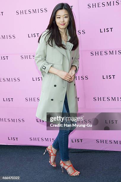 South Korean actress Gianna Jun attends the 1st anniversary store opening event for "SHEMISS" on March 16, 2015 in Seoul, South Korea.