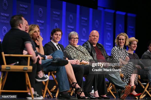 Moderator Tim Stack, Executive Producer Tim Minear and actors Evan Peters, Kathy Bates, Michael Chiklis, Sarah Paulson, Denis O'Hare, Finn Wittrock,...