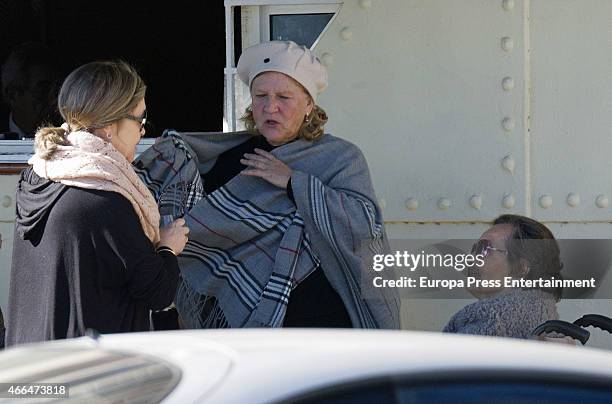 Pepa Flores celebrates her 66th birthday with her mother Maria Gonzalez are seen on January 28, 2015 in Malaga, Spai