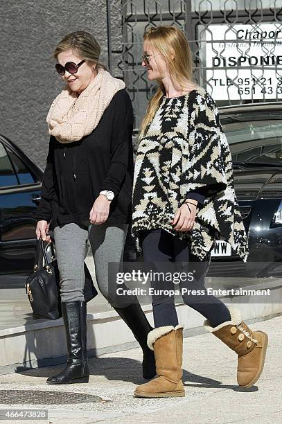 Pepa Flores celebrates her 66th birthday with her daughter Maria Estevez are seen on January 28, 2015 in Malaga, Spai