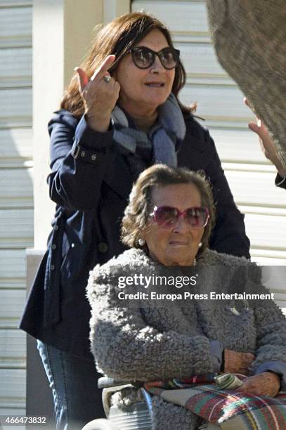 Pepa Flores's sister Maria Victoria Flores and her mother Maria Gonzalez celebrates Pepa Flores's 66th birthday on January 28, 2015 in Malaga, Spai