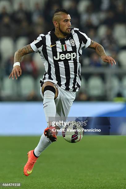 Arturo Vidal of Juventus FC controls the ball during the Serie A match between Juventus FC and US Sassuolo Calcio at Juventus Arena on March 9, 2015...