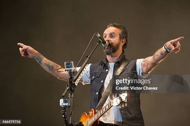 Ismael Fuentes de Garay "Tito Fuentes" of Molotov performs on stage during the third day of the Festival Vive Latino 2015 at Foro Sol on March 15,...