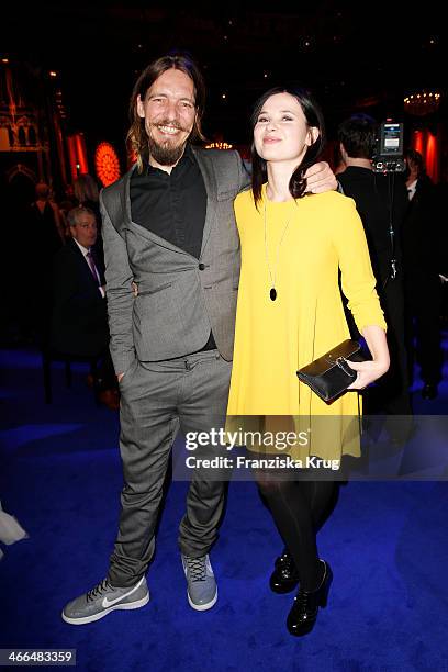 Leonard Andreae and Anna Fischer attend the Goldene Kamera 2014 at Tempelhof Airport on February 01, 2014 in Berlin, Germany.