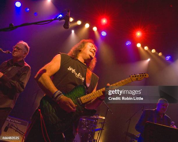 Nick Payn, Geoff Whitehorn and Roger Chapman of Family perform on stage at Shepherds Bush Empire on February 1, 2014 in London, United Kingdom.