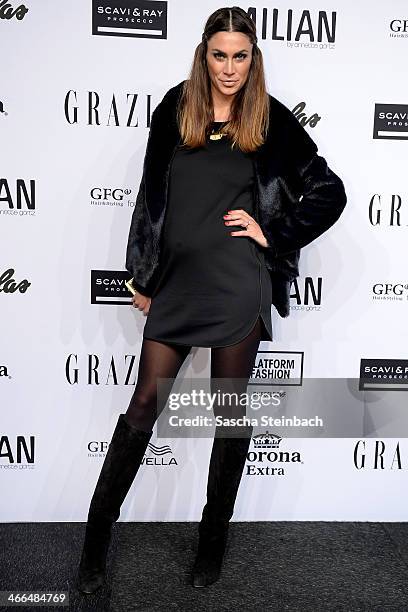 Presenter Melissa Satta, girlfriend from Schalke's footballer Kevin-Prince Boateng, shows her pregnancy prior to the Milian by Annette Goertz show...