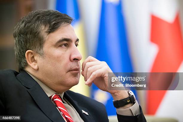 Mikheil Saakashvili, former Georgian president, pauses during an interview in Kiev, Ukraine, on Friday, March 13, 2015. Saakashvili said his efforts...