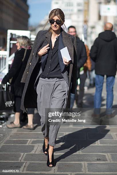 Sarah Rutson of Net-a-porter J.Crew on March 5, 2015 in Paris, France.