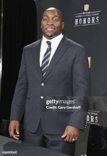 Recipient of the Deacon Jones Player Award, Robert Mathis attends the 3rd Annual NFL Honors at Radio City Music Hall on February 1, 2014 in New York...
