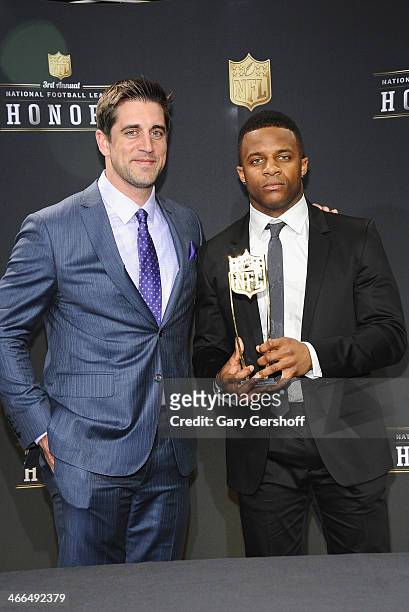 Green Bay Packers quarterback Aaron Rodgers and wide receiver Randall Cobb win the Never Say Never Moment of the Year Award at the 3rd Annual NFL...
