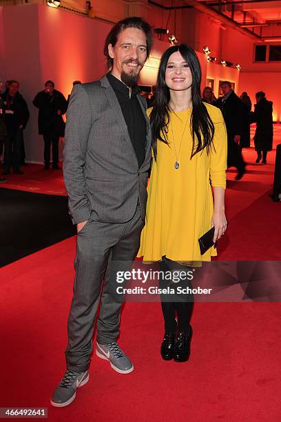 Anna Fischer and boyfriend Leonard Andreae attend the Goldene Kamera 2014 at Tempelhof Airport Hangar 7 on February 1, 2014 in Berlin, Germany.