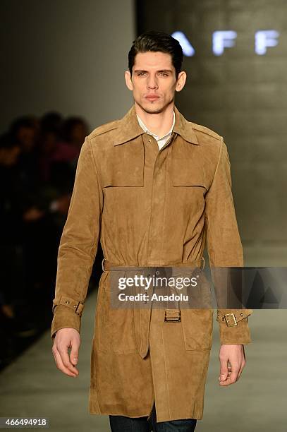 Model walks the runway at Affairs spring/winter 2015-2016 show during Mercedes Benz Fashion Week at the Istanbul Modern in Turkey on March 16,2015.