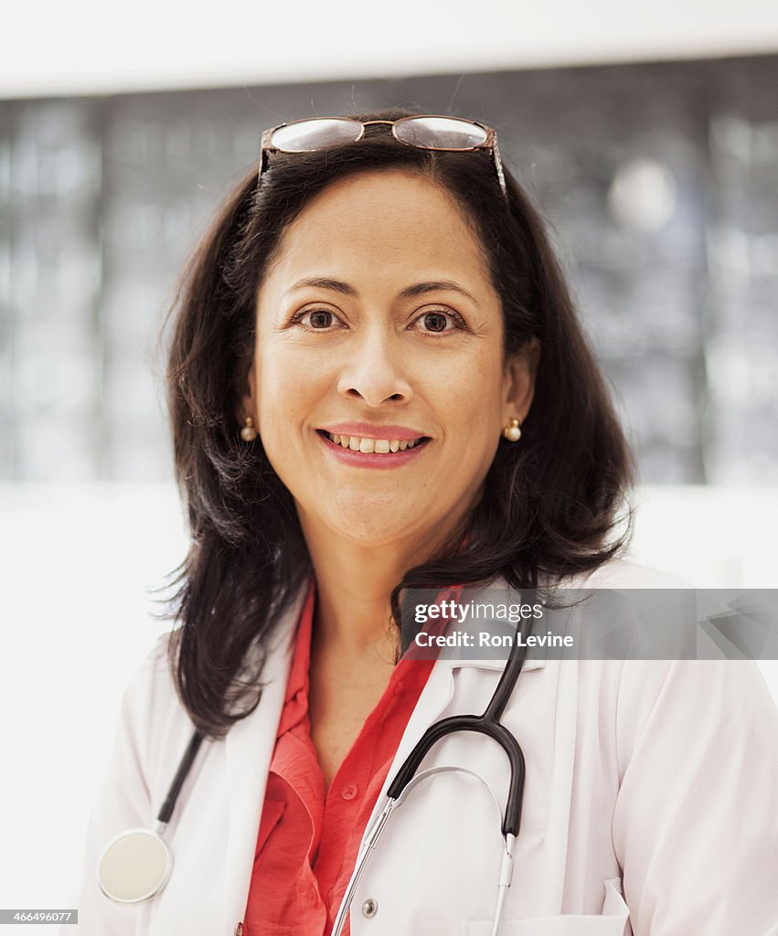 Hispanic doctor in clinic, portrait